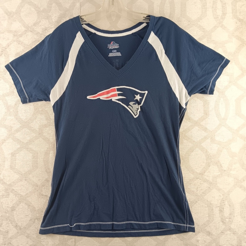 Majestic New England Patriots Brady 12 NFL Football T Shirt Women's L
